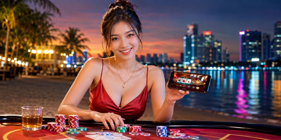 Bàn chơi bài casino bên bờ biển Vũng Tàu trong không khí giải trí sôi động